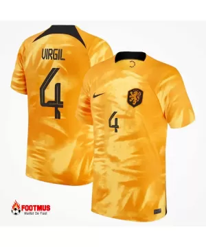 Maillot Virgil #4 des Pays-Bas à domicile Réplique Coupe du monde 2022