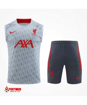 Tenue d'entraînement sans manches Liverpool haut + short Gris 2023/24