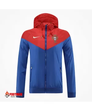 Veste à capuche coupe-vent Portugal Rouge et bleu Réplique 2022