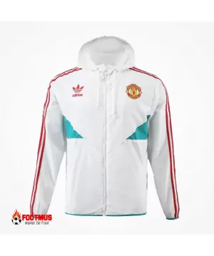 Veste coupe-vent à capuche Manchester United blanche 2023/24