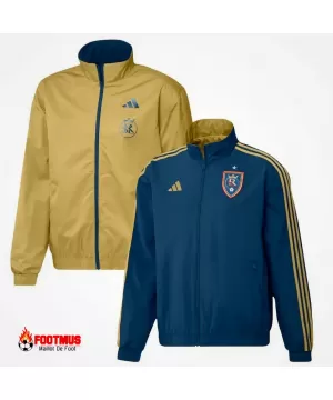 Veste d'équipe réversible à fermeture éclair sur le terrain Anthem du Real Salt Lake Bleu marine/or 2023