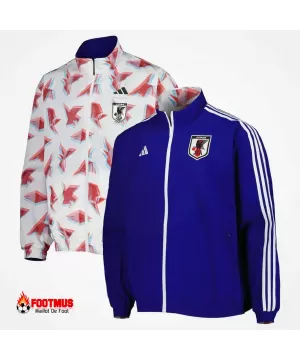 Veste de survêtement réversible Anthem du Japon Blanc/bleu Coupe du monde 2022